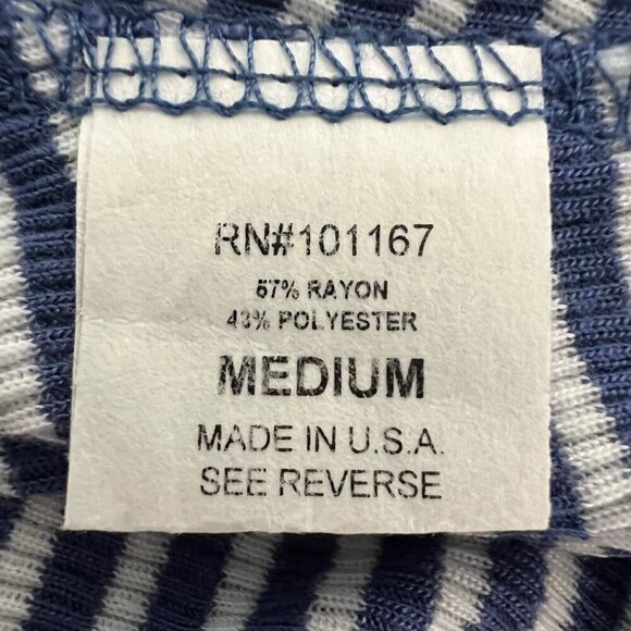 Cha Cha Vente Women’s Cold Shoulder Lace Trimmed Blue/White Striped Top M - Picture 9 of 9